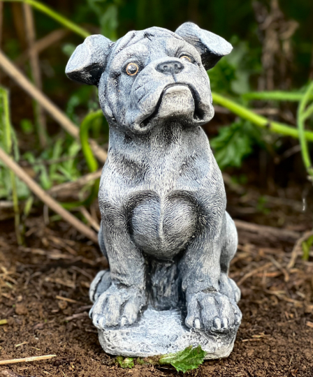 Concrete Boxer dog statue