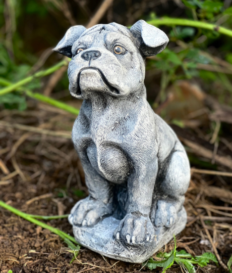 Concrete Boxer dog statue