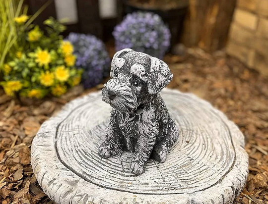 Sitting Schnauzer dog statue
