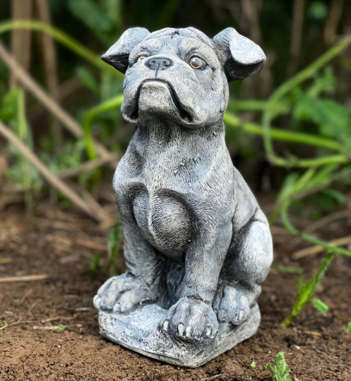 Concrete Boxer dog statue
