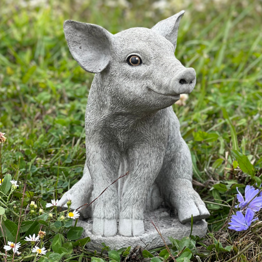 Pig concrete sitting statue
