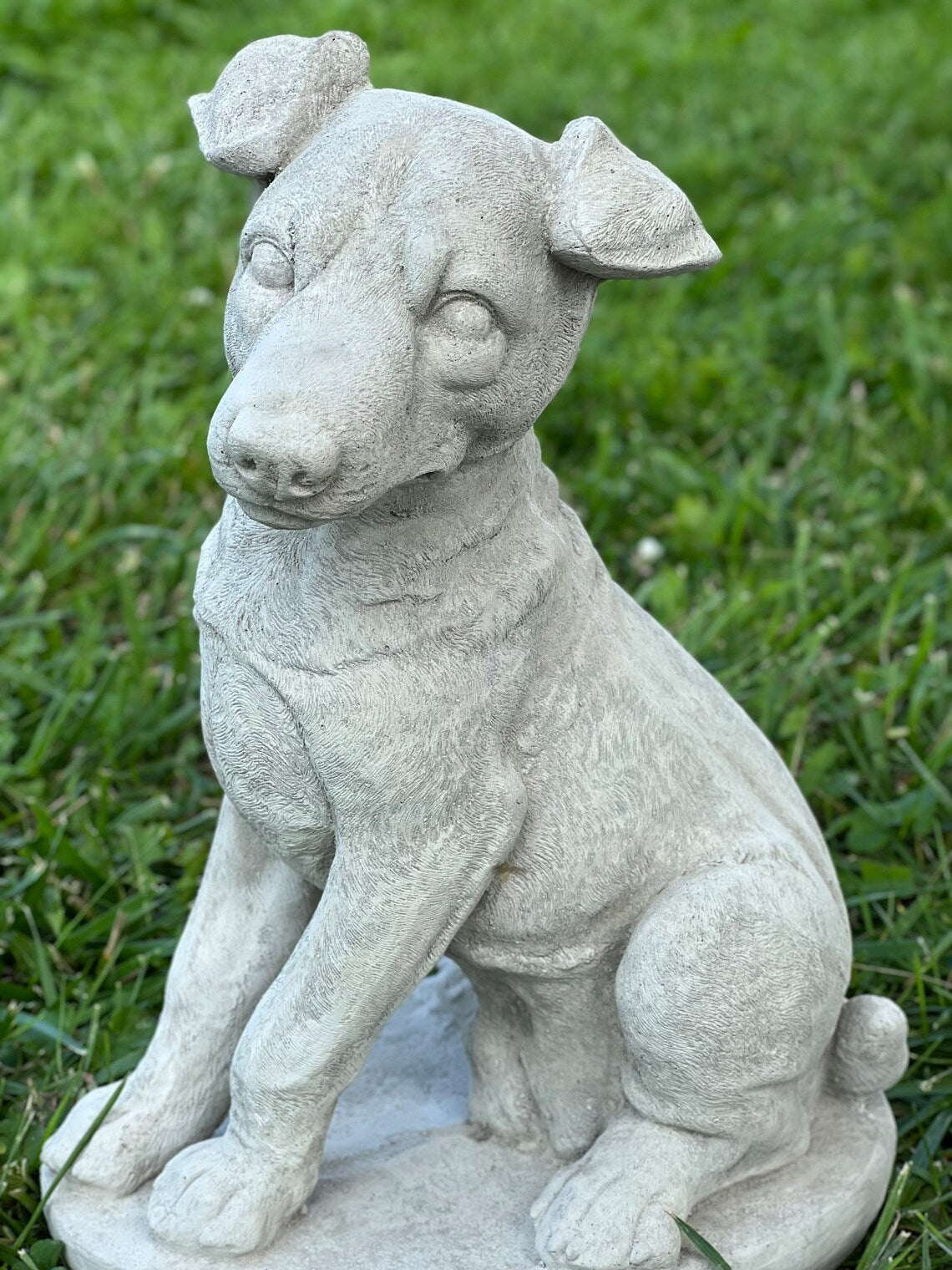 Sitting jack russell terrier statue