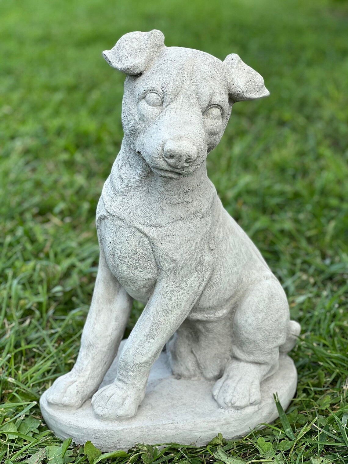Sitting jack russell terrier statue