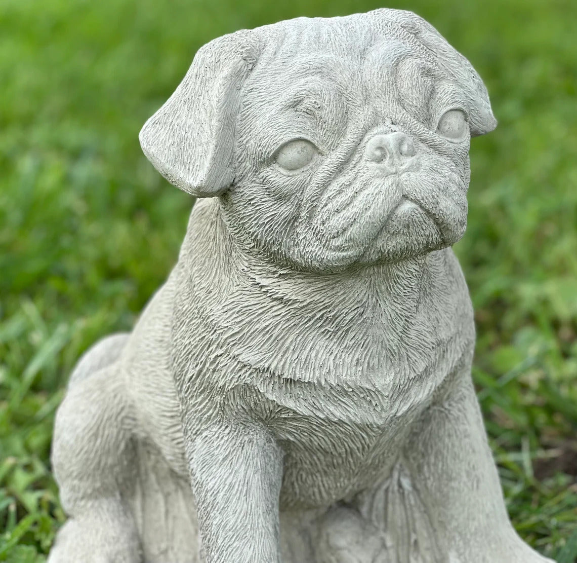 Sitting pug puppy statue