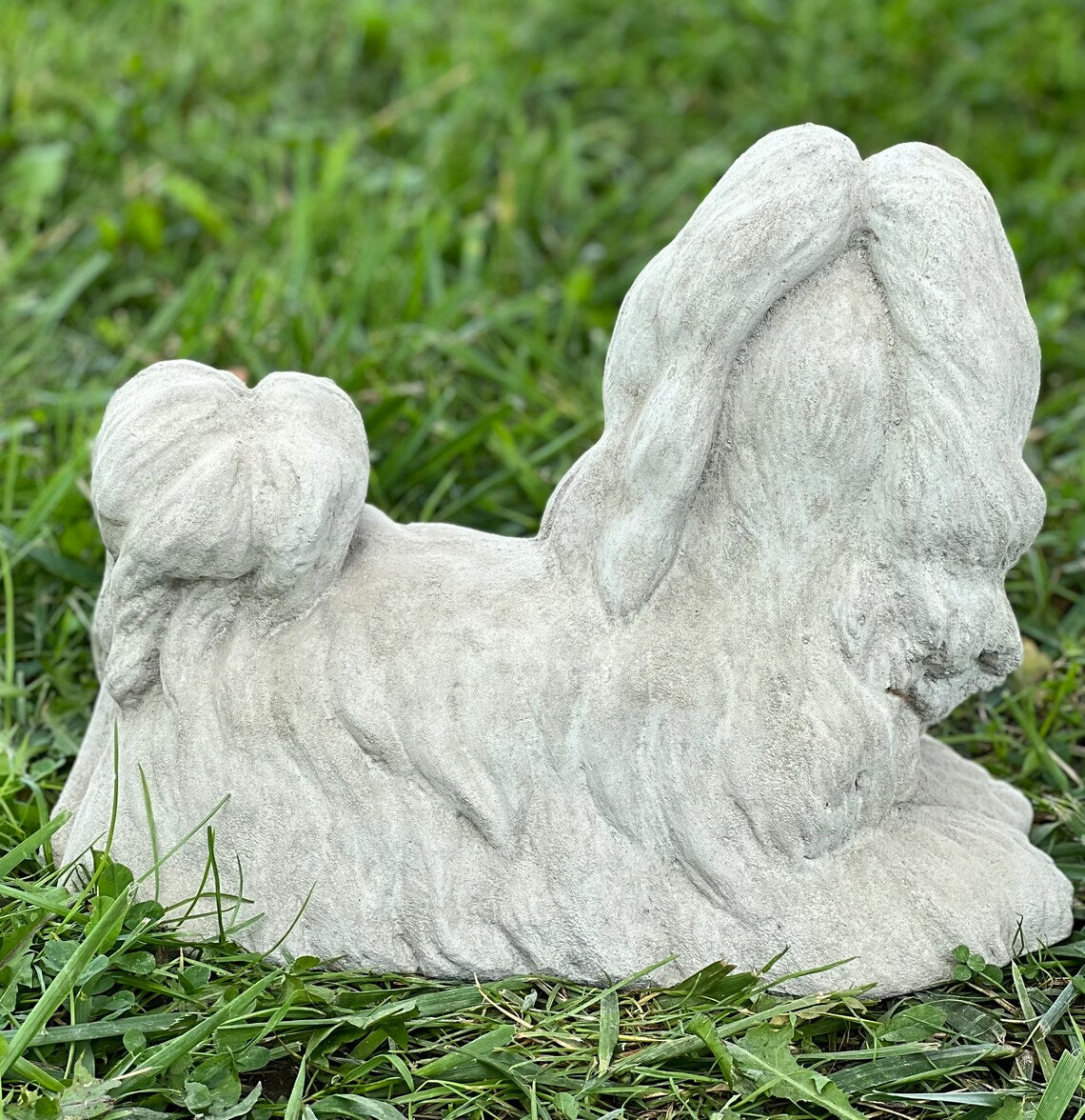 Laying Shih Tzu dog statue
