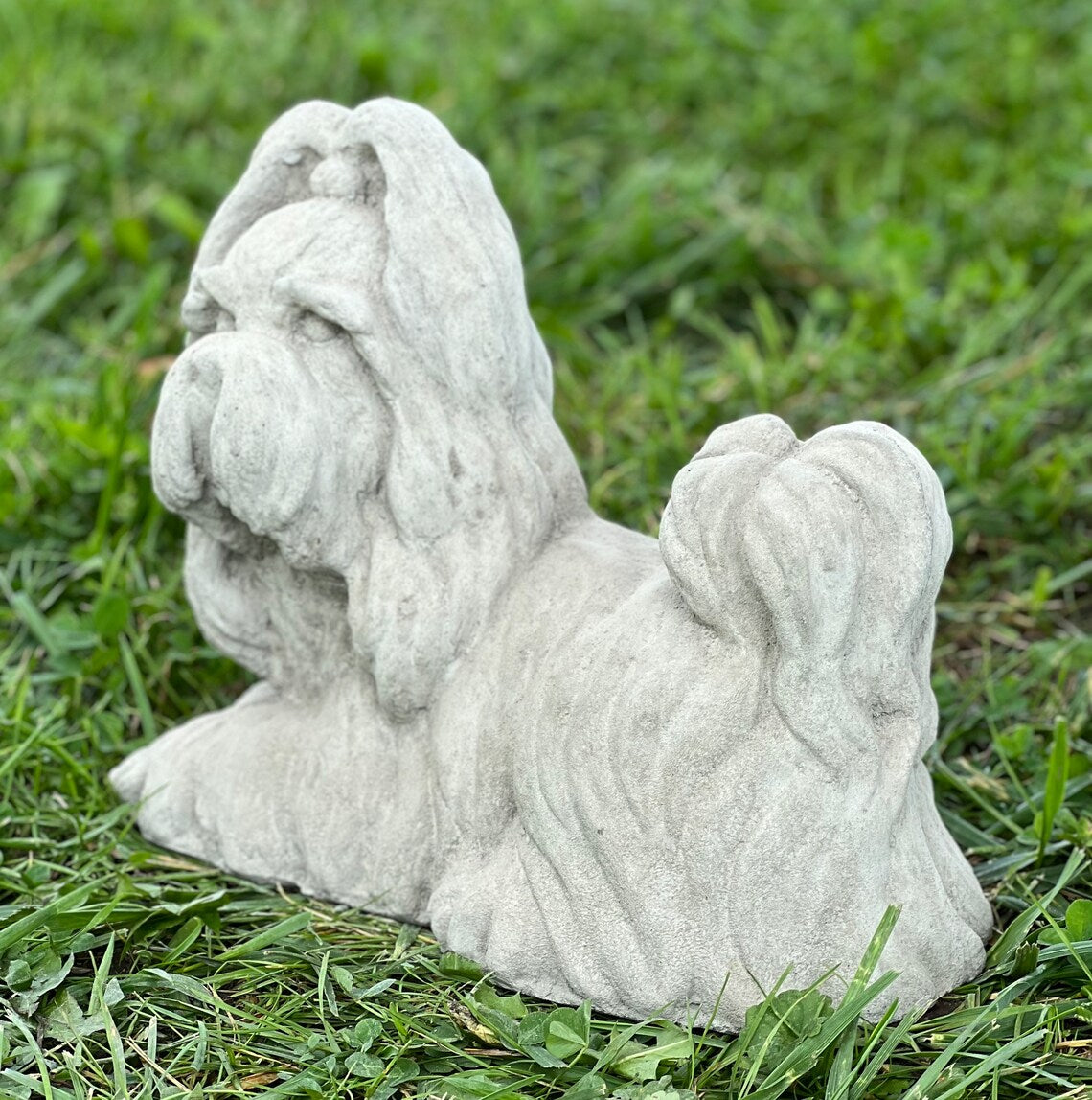 Laying Shih Tzu dog statue