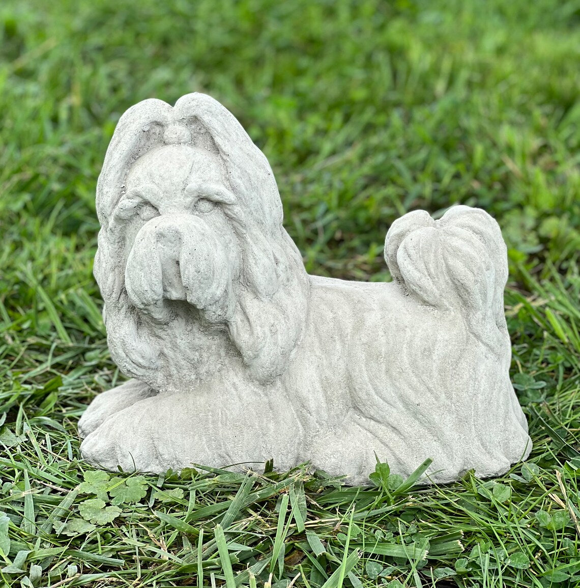 Laying Shih Tzu dog statue