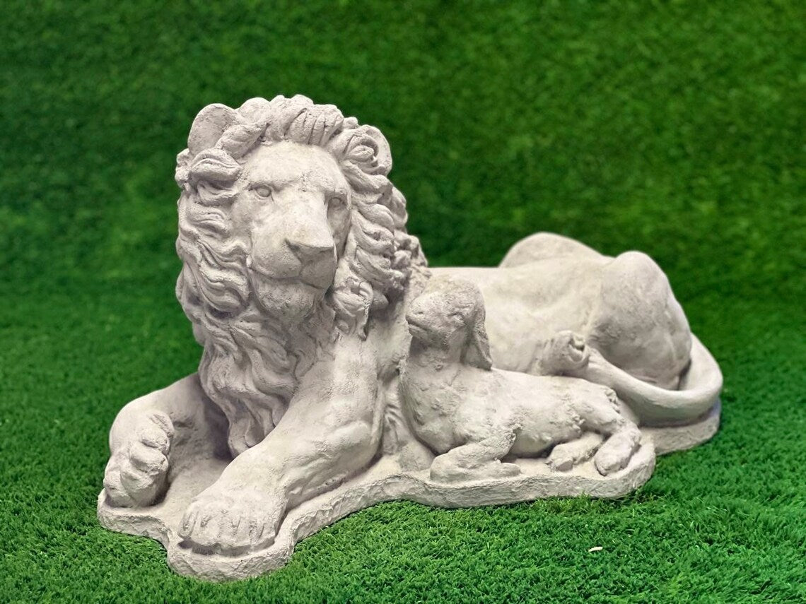 Lion and sheep statue