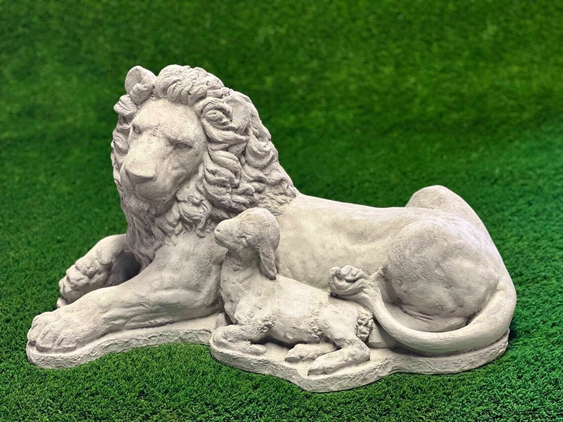 Lion and sheep statue