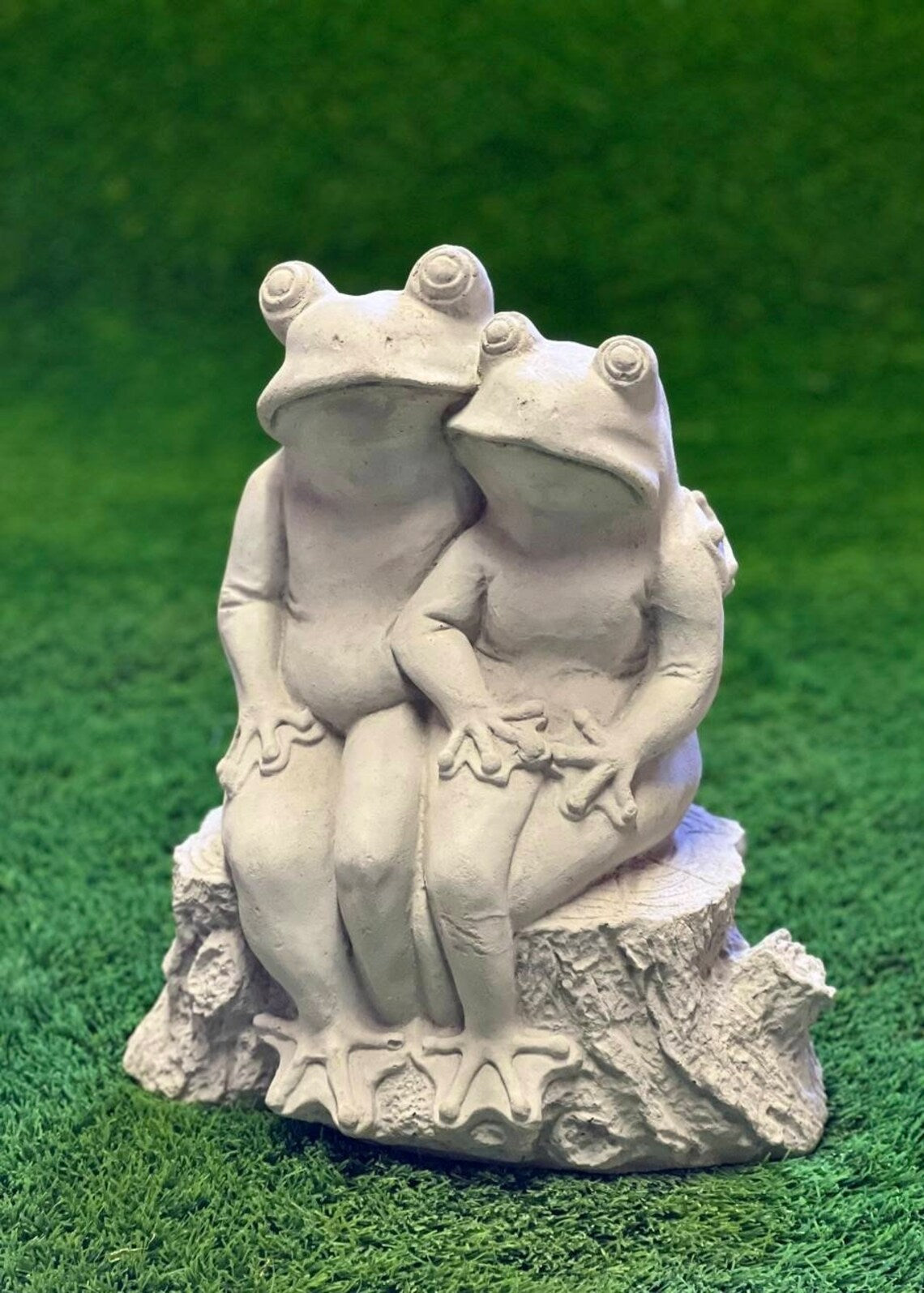Two frogs on stump