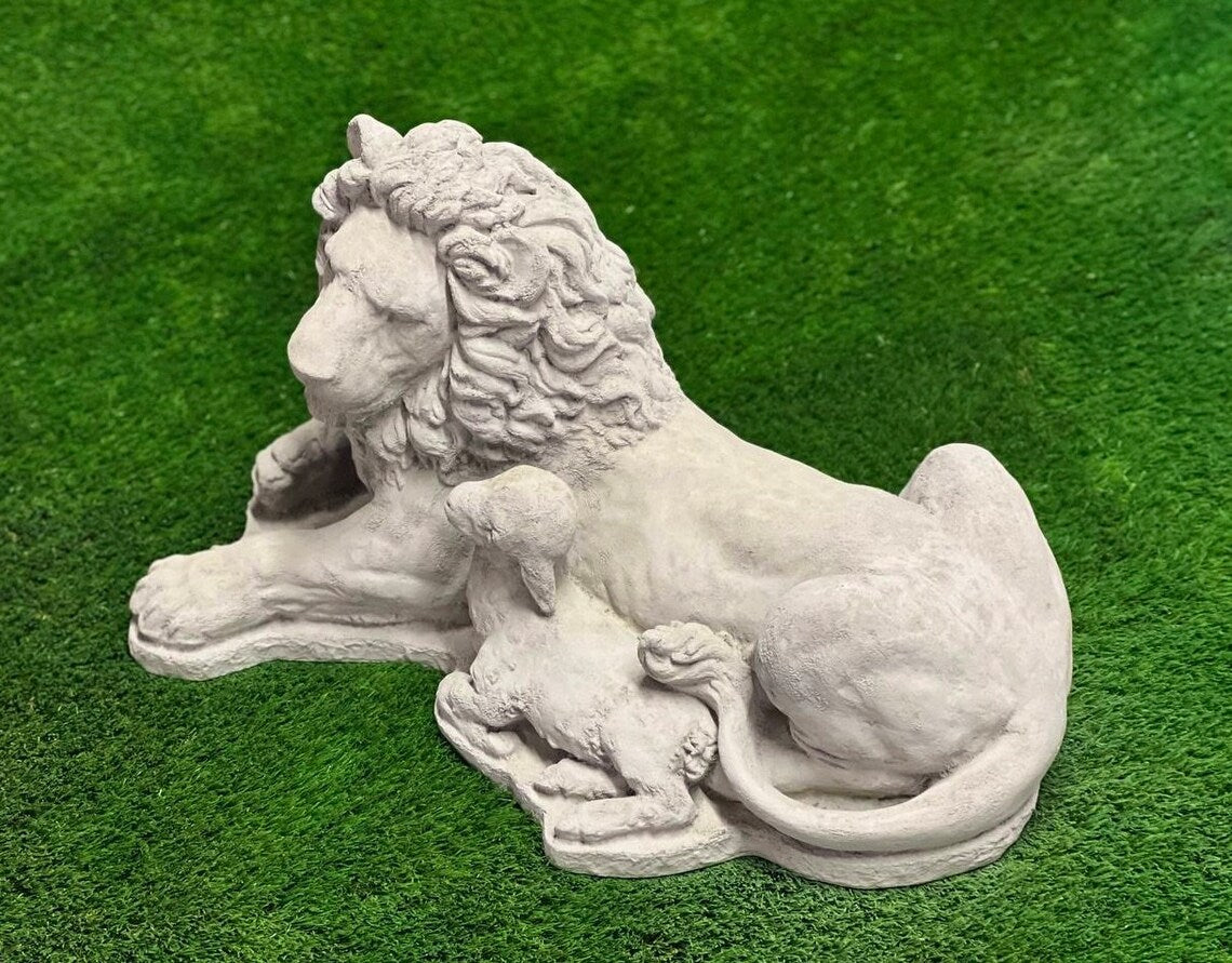 Lion and sheep statue