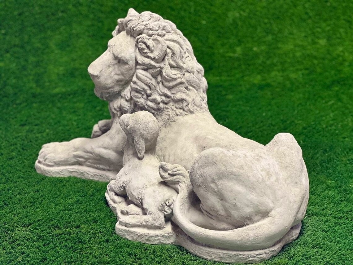 Lion and sheep statue