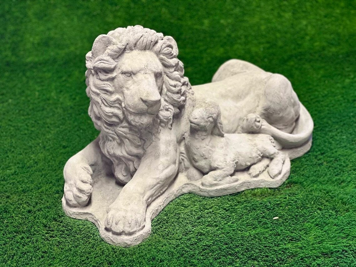 Lion and sheep statue