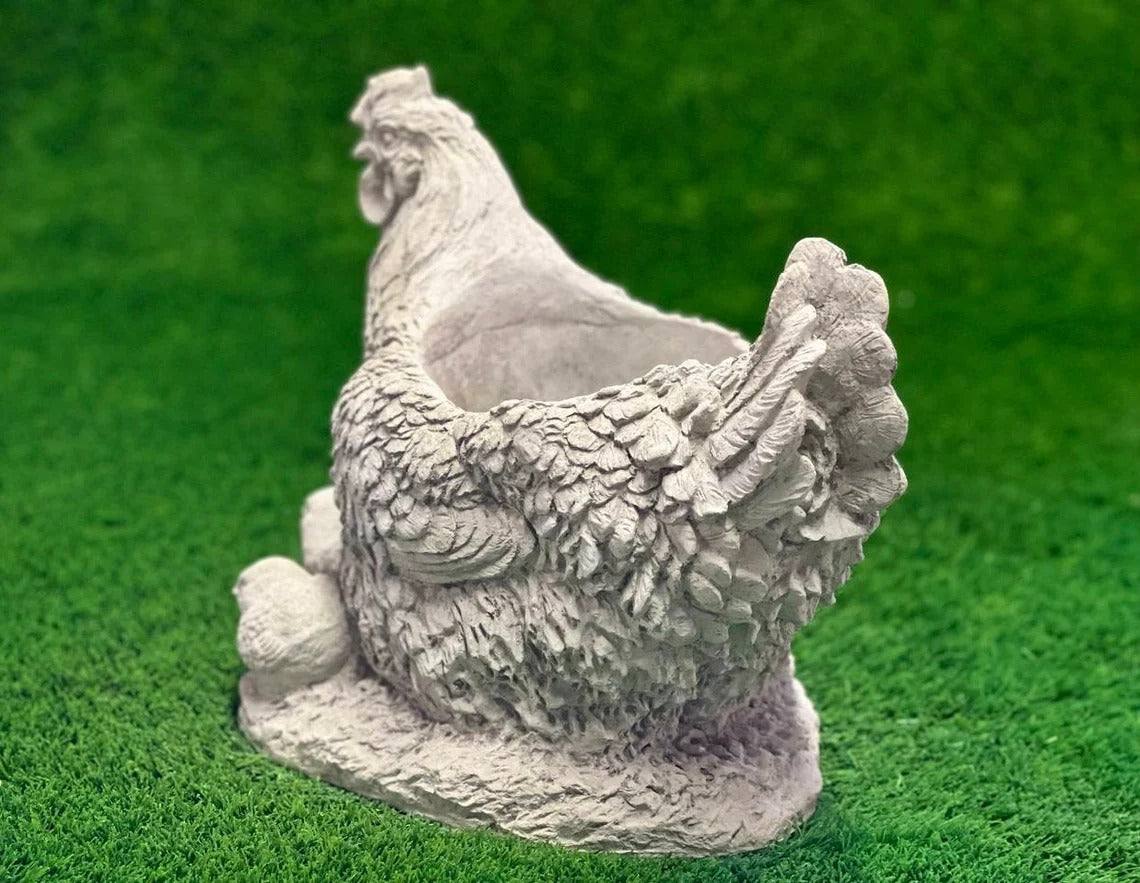 Chicken with chicks flower pot figure