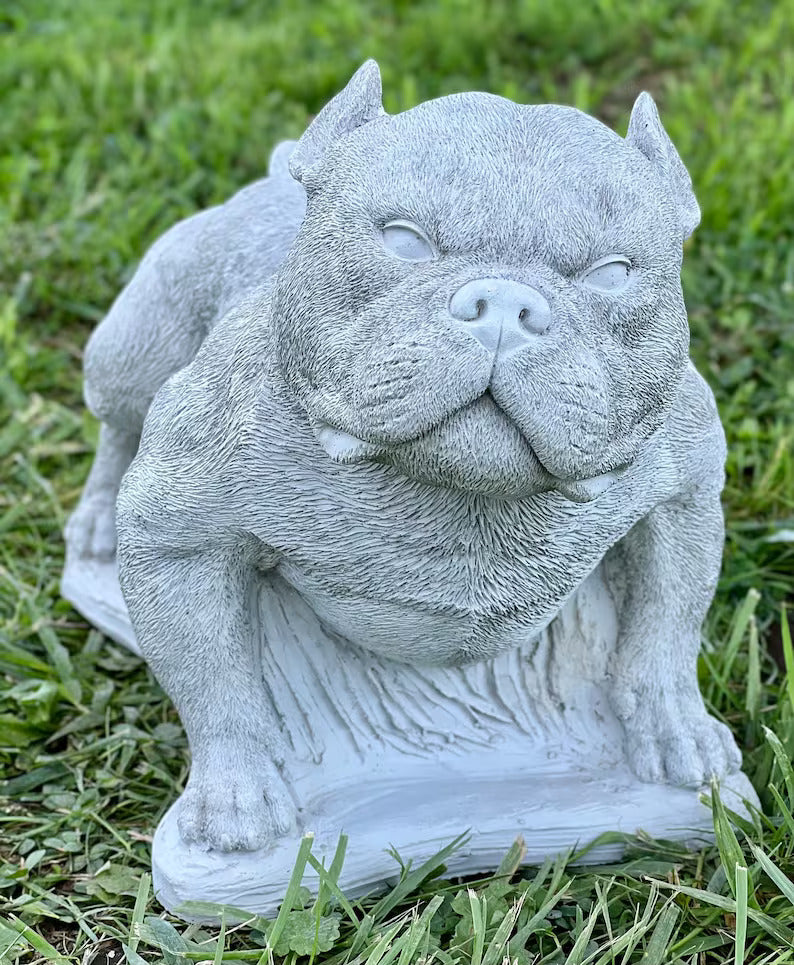 American pit bull terrier statue Concrete pitbull figurine Pit bull stone memorial
