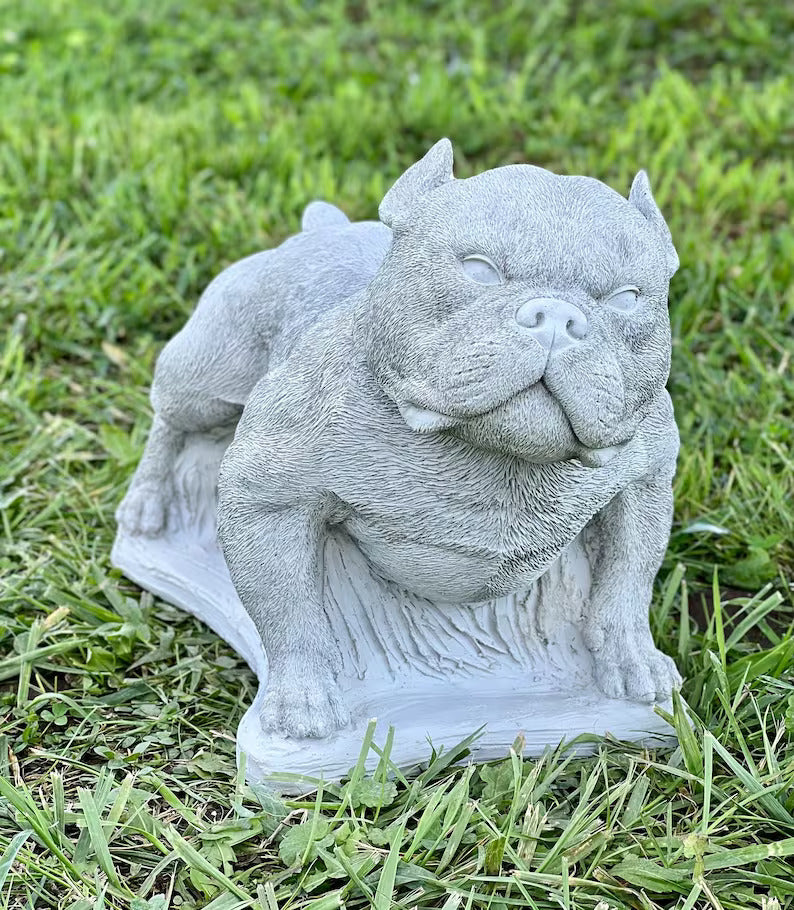 American pit bull terrier statue Concrete pitbull figurine Pit bull stone memorial