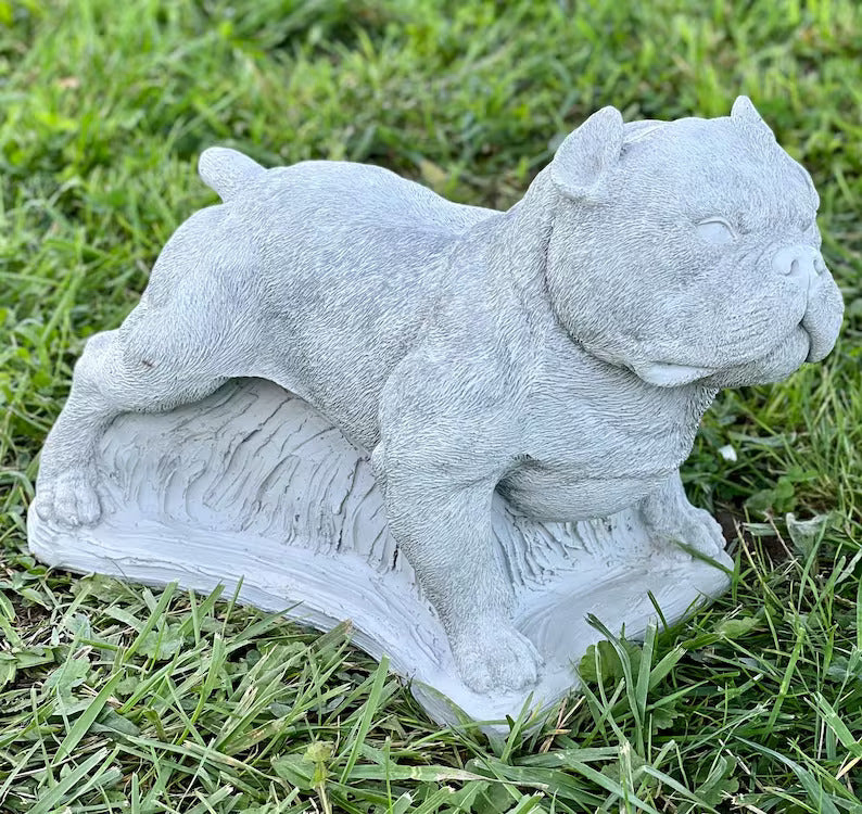 American pit bull terrier statue Concrete pitbull figurine Pit bull stone memorial