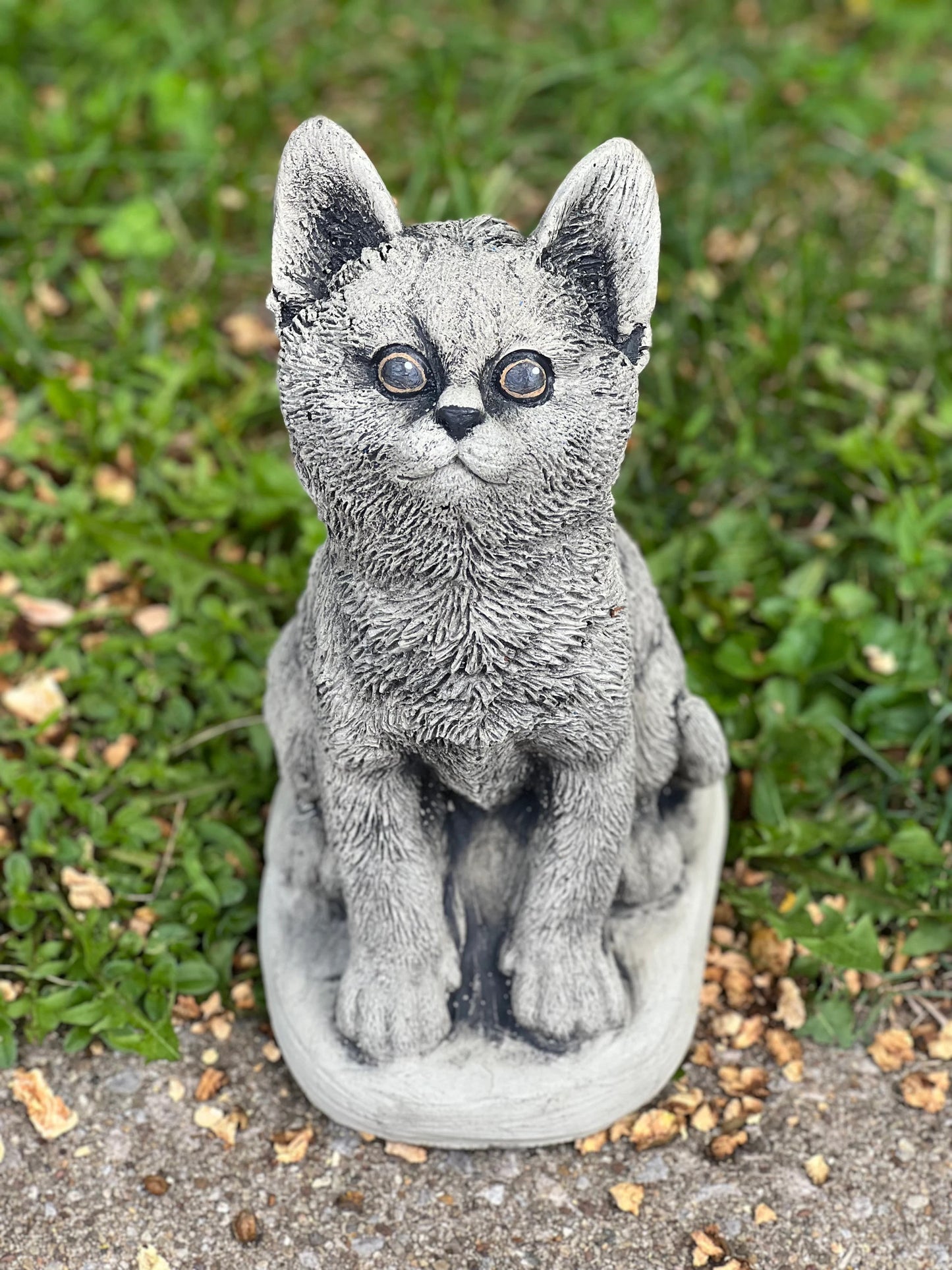 Cat sitting on basement statue
