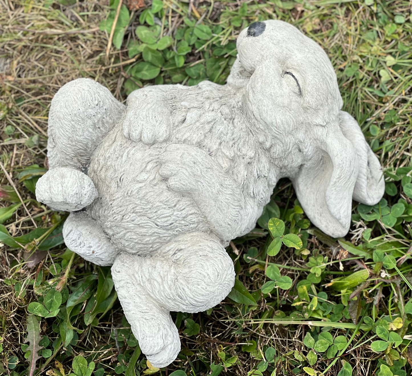 Giggling Laying on Back Rabbit Figure