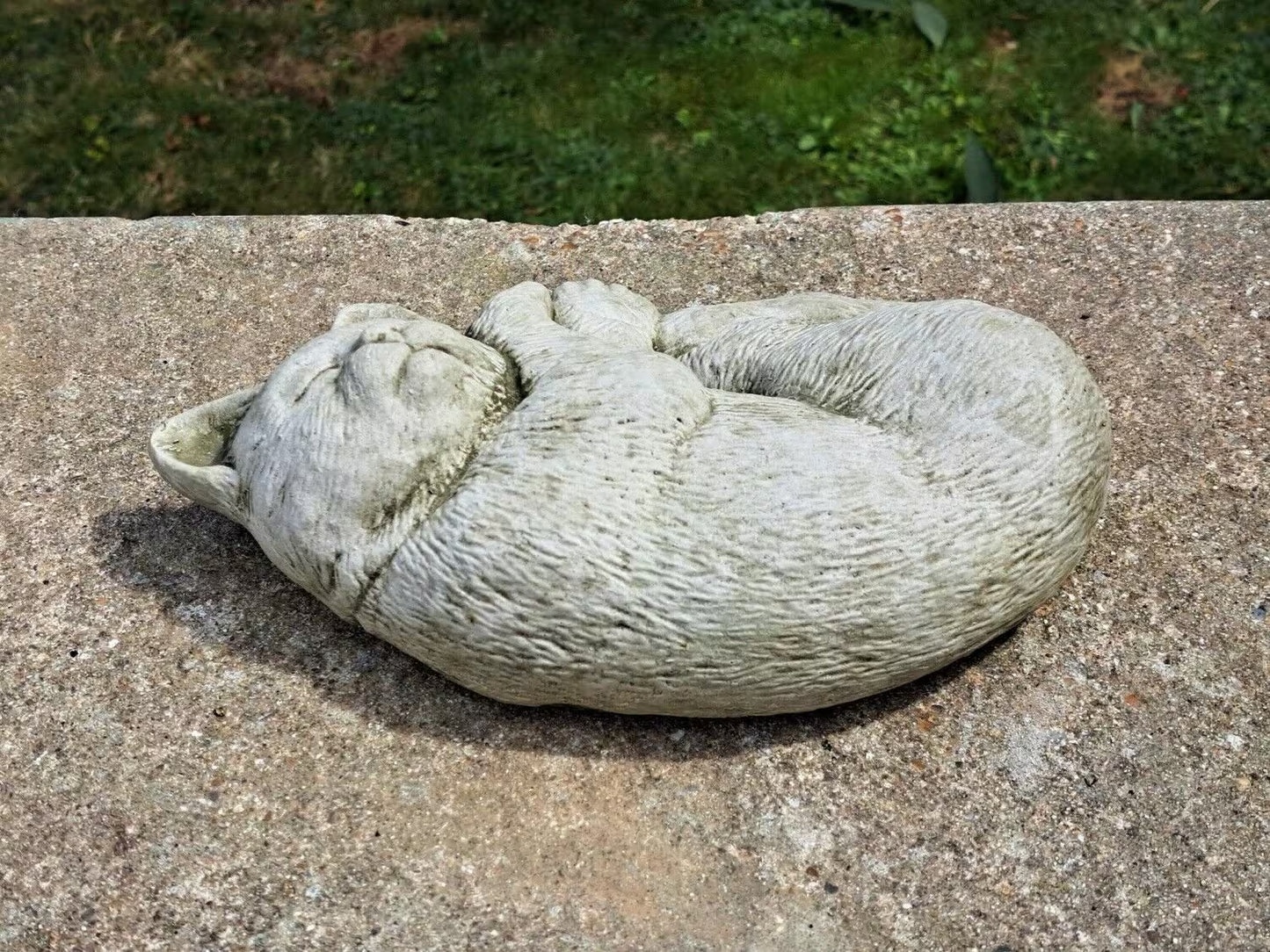 Concrete Sleeping Cat Figure