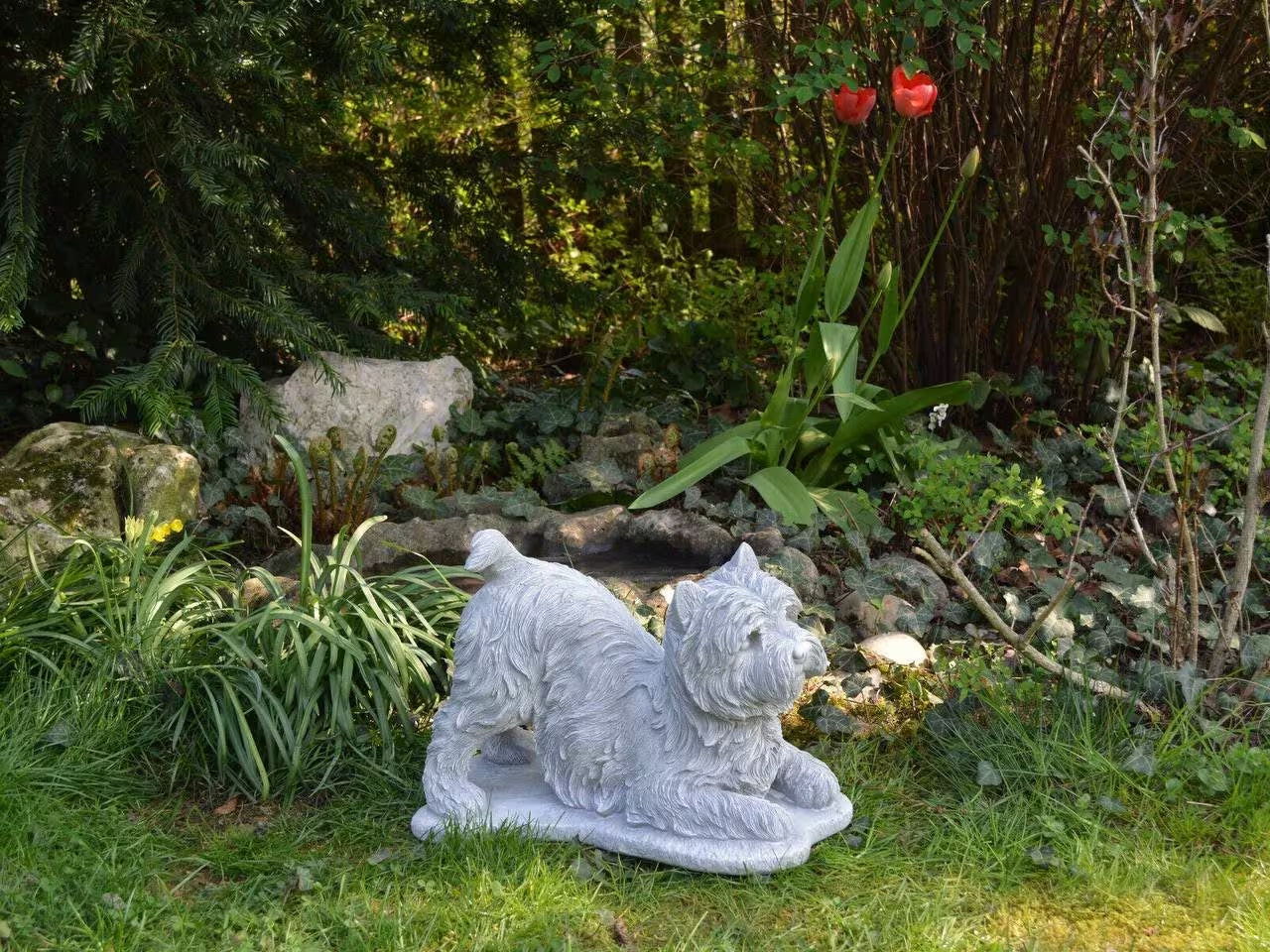 Stretching West Highland Terrier Statue