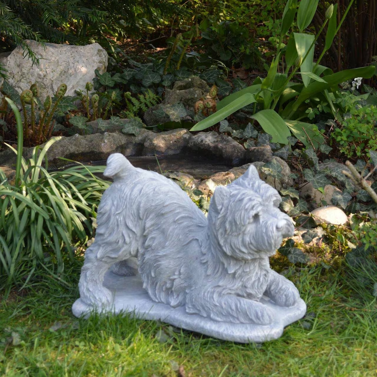 Stretching West Highland Terrier Statue