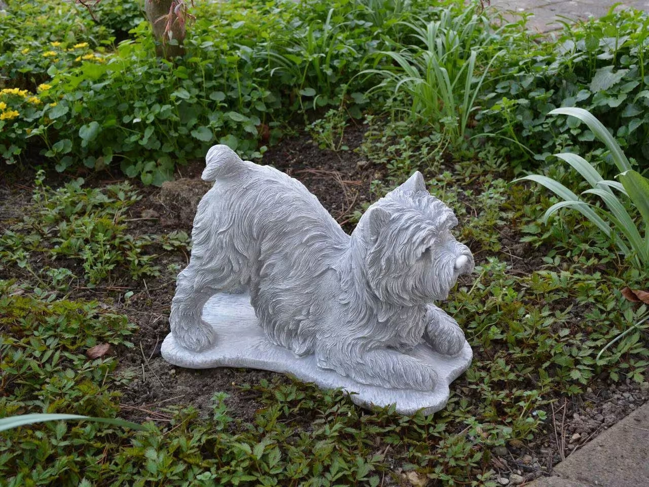 Stretching West Highland Terrier Statue