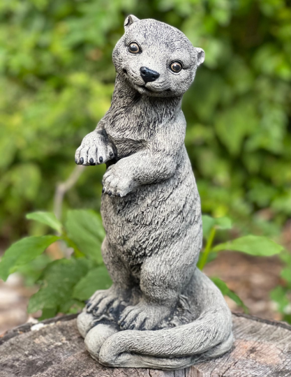 Otter animal figurine Backyard decor Concrete Outdoor sculpture