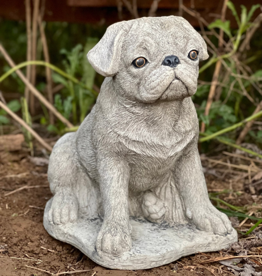 Sitting Pug statue for home and garden