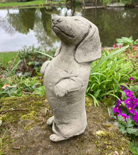 Concrete Dachshund dog figurine