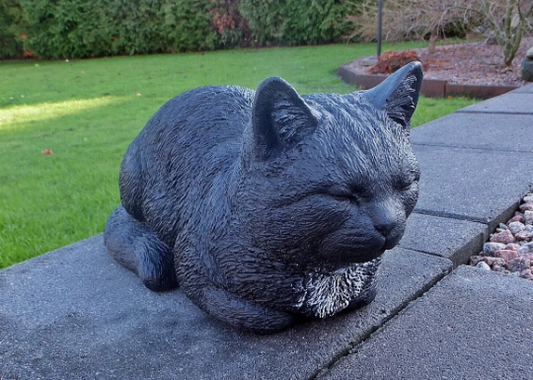 Concrete black cat figurine