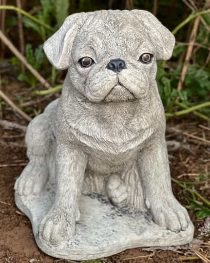 Sitting Pug statue for home and garden