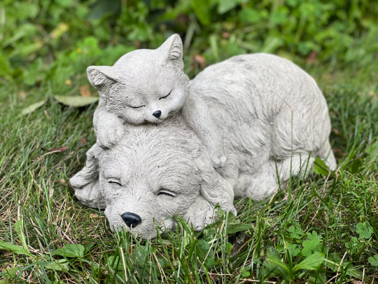 Cat and dog lying figure