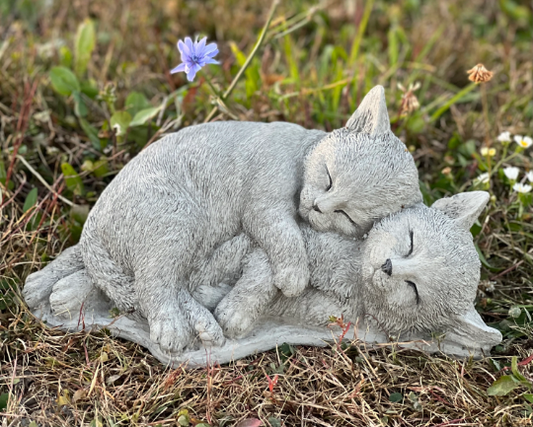 Stone cats statue Sleeping cat figurine