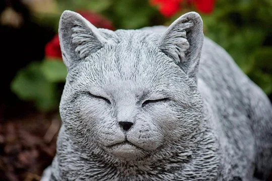 Cat sleeping concrete statue