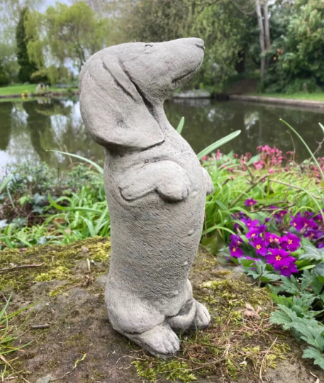 Concrete Dachshund dog figurine