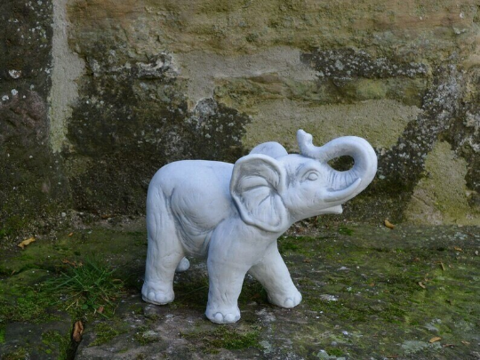 African elephant trunk up figurine