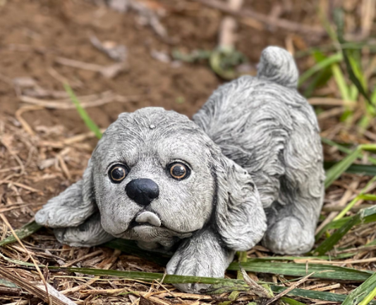 Concrete cocker spaniel statue