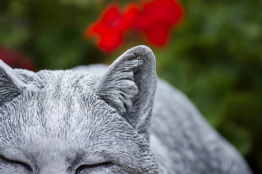 Cat sleeping concrete statue