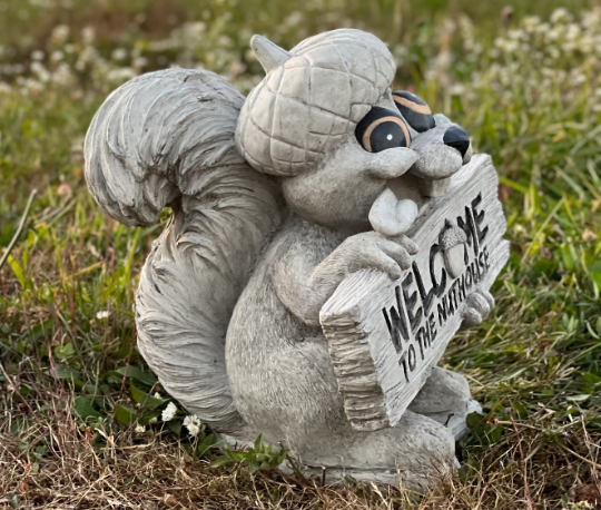 Concrete  Squirrel statue Welcome to the Nuthous