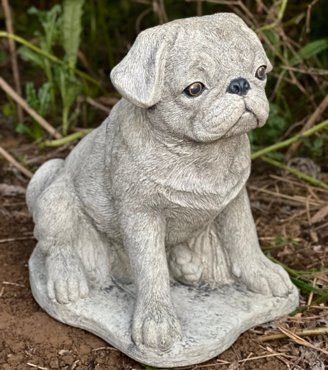 Sitting Pug statue for home and garden