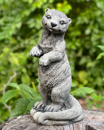 Otter animal figurine Backyard decor Concrete Outdoor sculpture