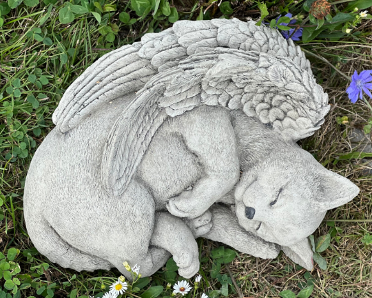 Laying cat with wings figure