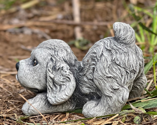 Concrete cocker spaniel statue