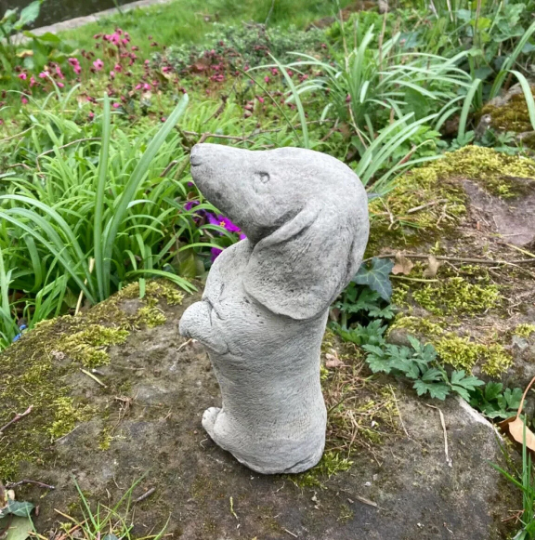 Concrete Dachshund dog figurine