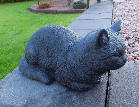 Concrete black cat figurine