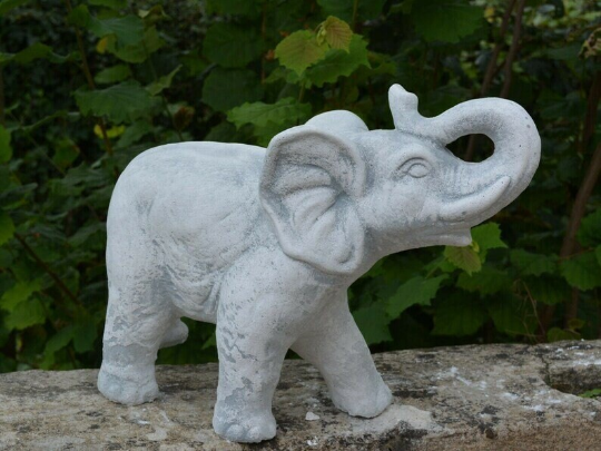 African elephant trunk up figurine