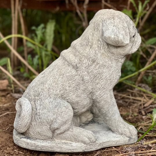 Sitting Pug statue for home and garden