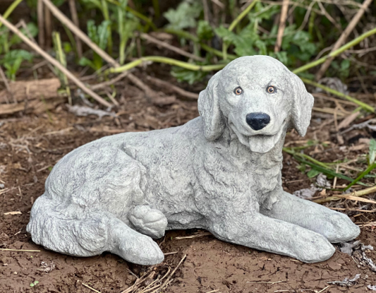 Laying Labrador Retriever sculpture