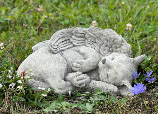 Laying cat with wings figure